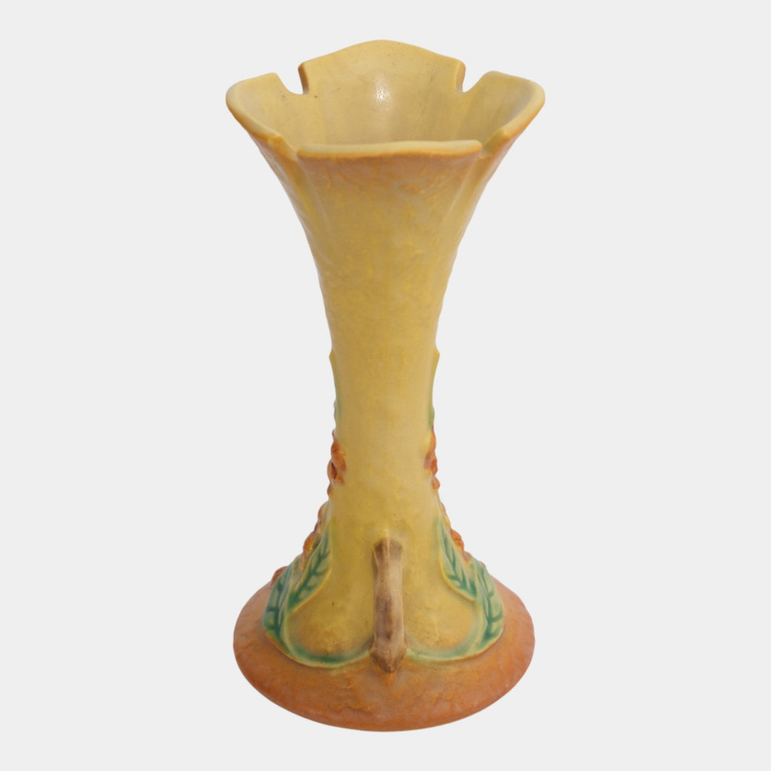 Roseville Bittersweet Yellow 1951 Mid Century Modern Pottery Bud Vase 879-7 - Just Art Pottery