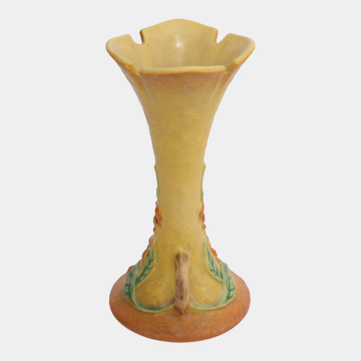 Roseville Bittersweet Yellow 1951 Mid Century Modern Pottery Bud Vase 879-7 - Just Art Pottery