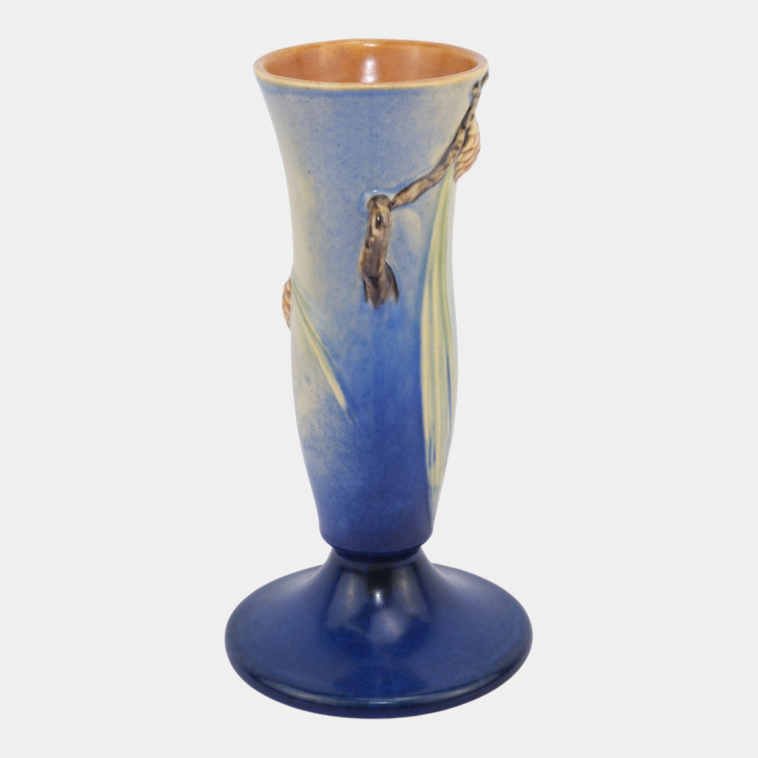 Roseville Pine Cone Blue1935 Vintage Art Pottery Ceramic Flower Vase 705-9 - Just Art Pottery
