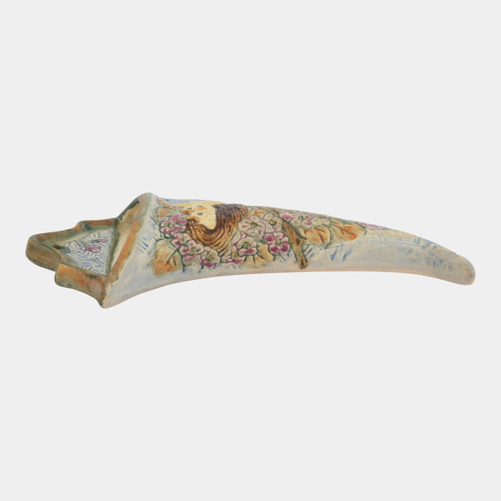 Weller Glendale 1920s Vintage Blue Art Pottery Birds and Nest Wall Pocket - Just Art Pottery