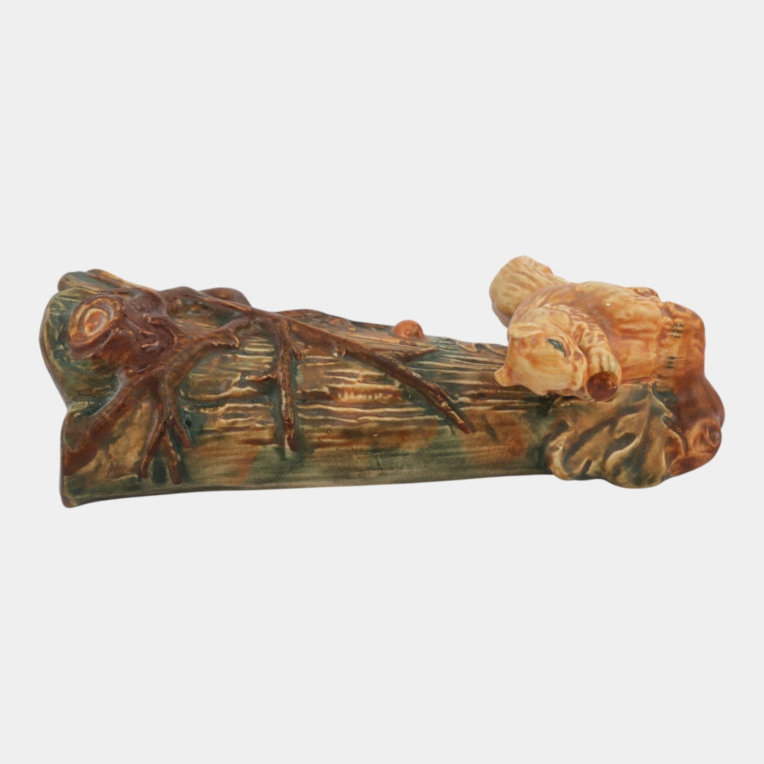 Weller Woodcraft 1920s Vintage Art Pottery Brown Squirrel Figural Wall Pocket - Just Art Pottery