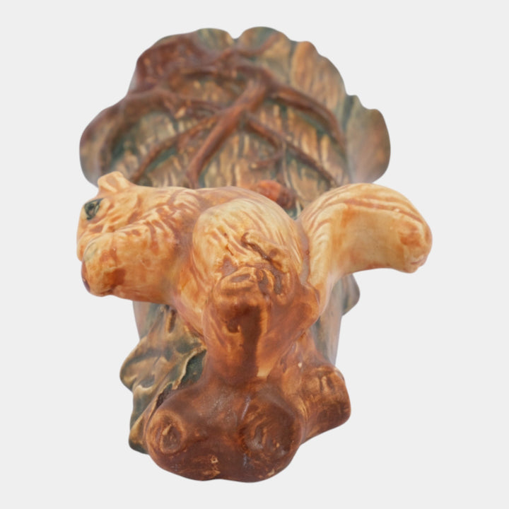 Weller Woodcraft 1920s Vintage Art Pottery Brown Squirrel Figural Wall Pocket - Just Art Pottery