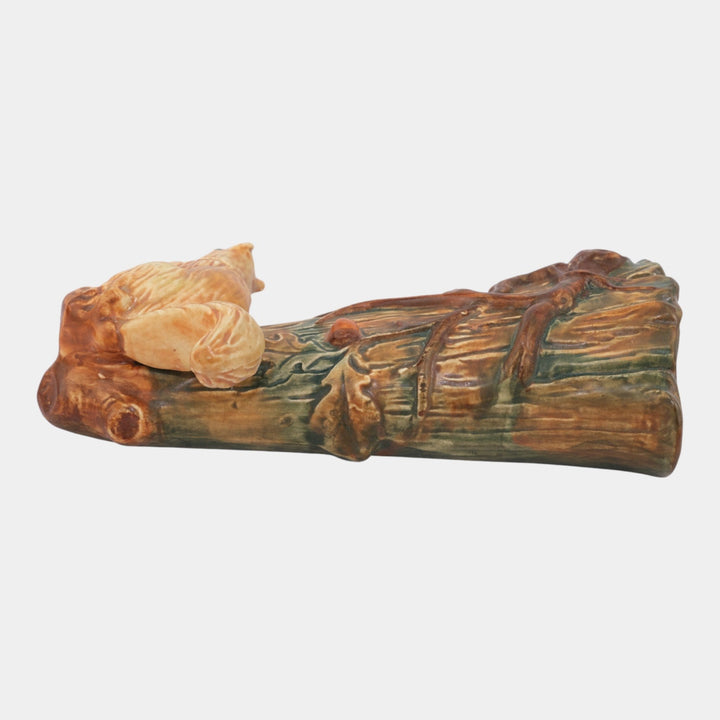 Weller Woodcraft 1920s Vintage Art Pottery Brown Squirrel Figural Wall Pocket