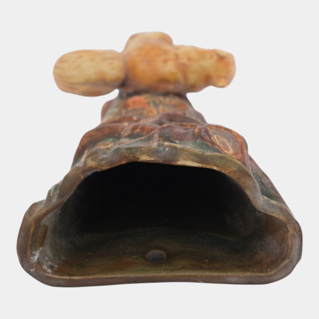 Weller Woodcraft 1920s Vintage Art Pottery Brown Squirrel Figural Wall Pocket - Just Art Pottery
