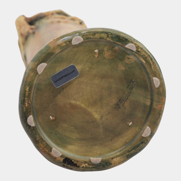 Weller Woodcraft 1920s Vintage Pottery Red Apple Brown Owl Green Ceramic Vase