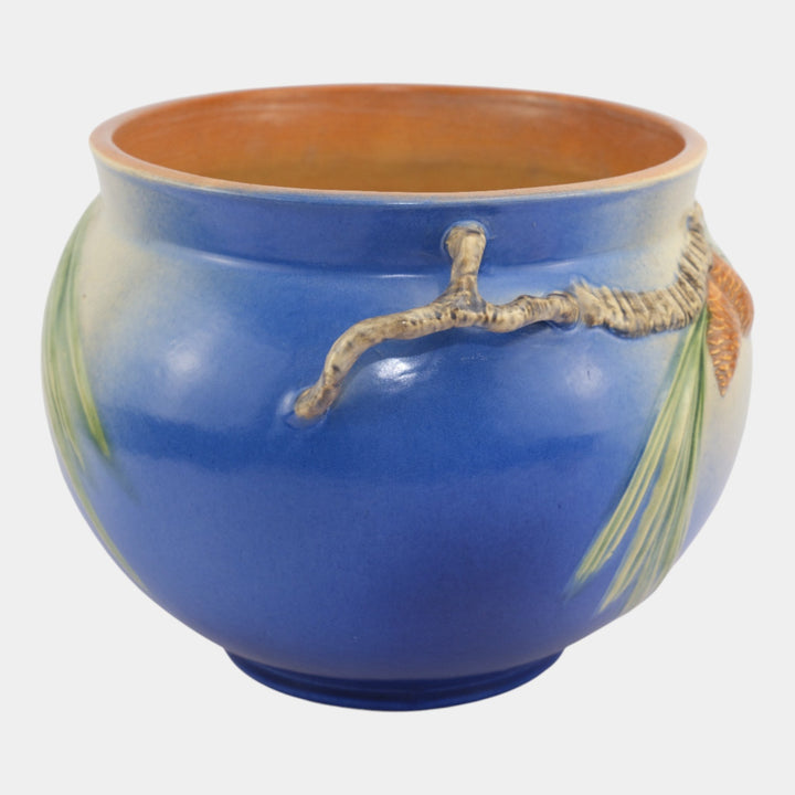 Roseville Pine Cone Blue 1936 Vintage Art Pottery Jardiniere For Pedestal 632-8 - Just Art Pottery
