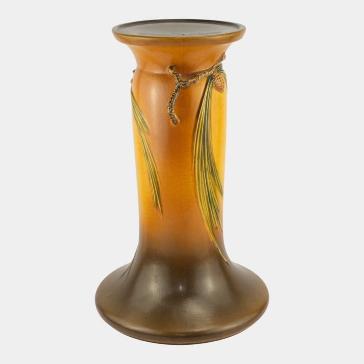 Roseville Pine Cone Brown 1935 Vintage Art Pottery Pedestal 632-10 - Just Art Pottery
