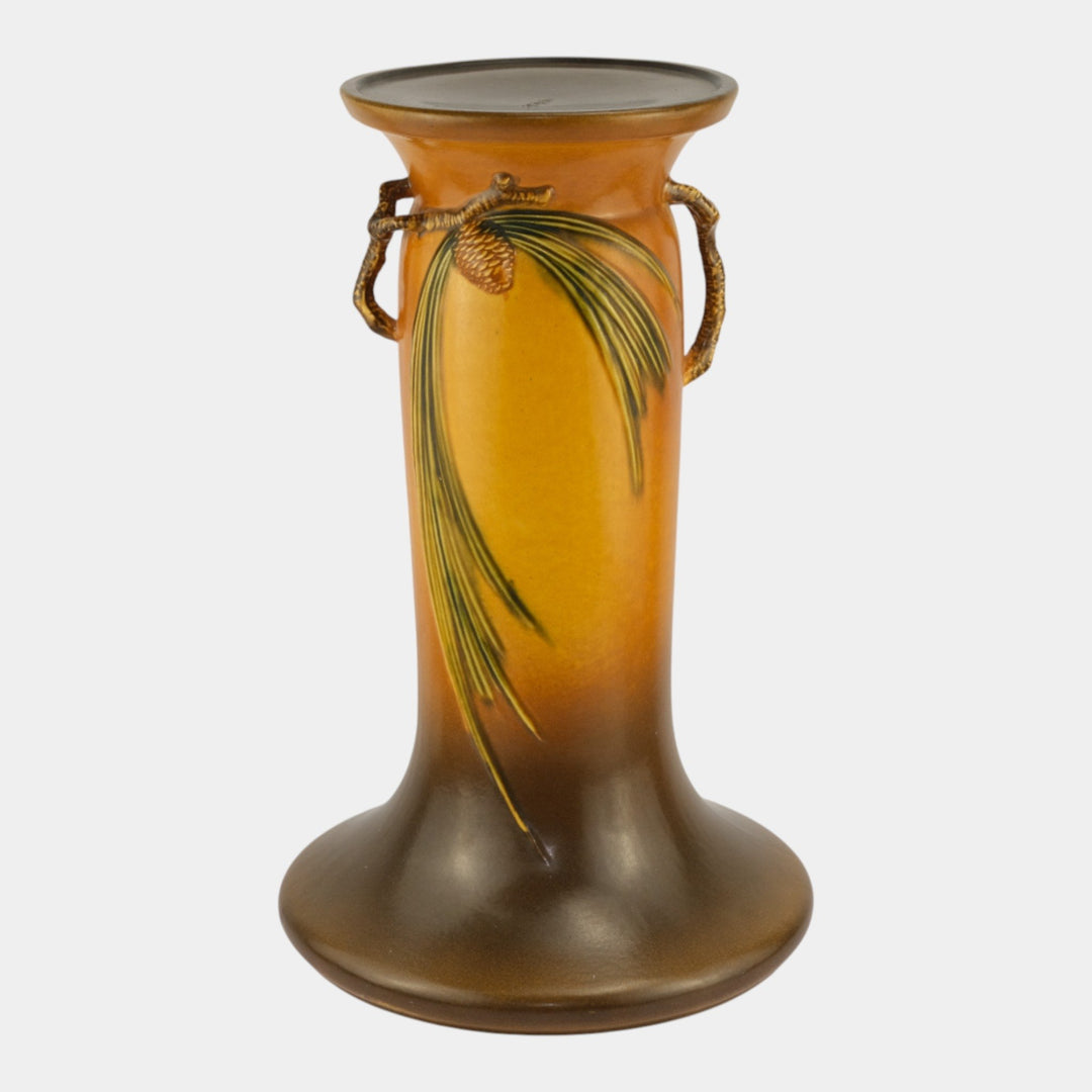 Roseville Pine Cone Brown 1935 Vintage Art Pottery Pedestal 632-10 - Just Art Pottery
