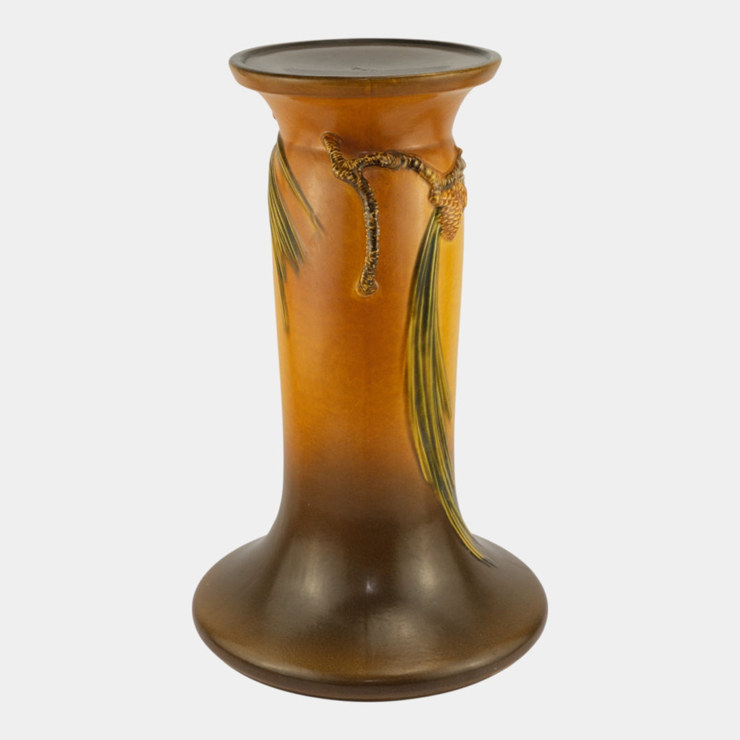 Roseville Pine Cone Brown 1935 Vintage Art Pottery Pedestal 632-10 - Just Art Pottery