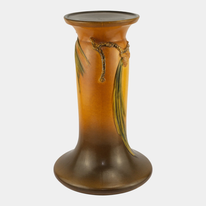 Roseville Pine Cone Brown 1935 Vintage Art Pottery Pedestal 632-10 - Just Art Pottery