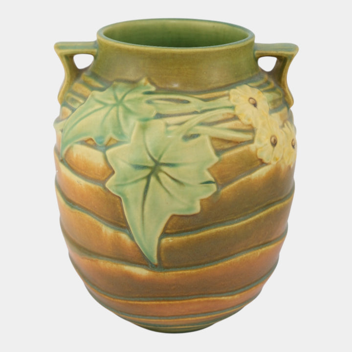 Roseville Luffa Brown1934 Vintage Arts and Crafts Pottery Ceramic Vase 690-9 - Just Art Pottery