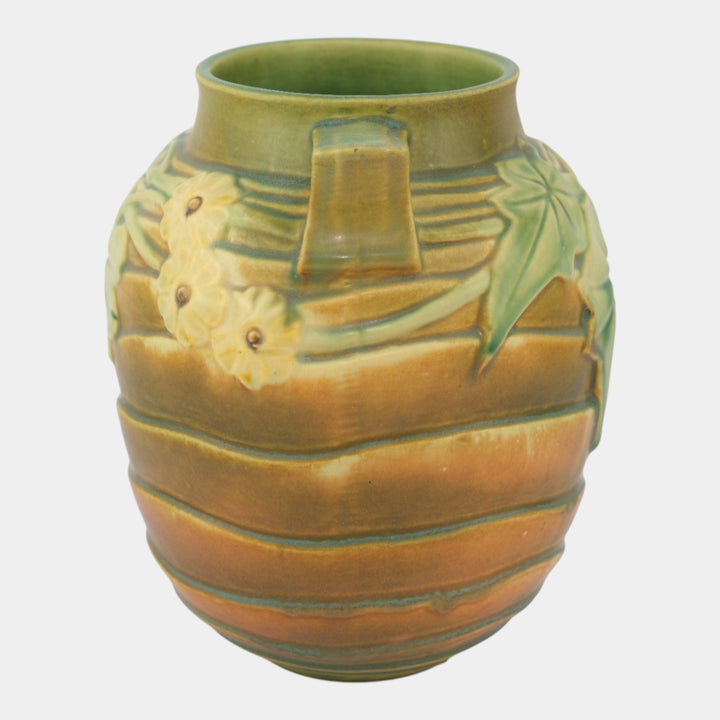 Roseville Luffa Brown1934 Vintage Arts and Crafts Pottery Ceramic Vase 690-9 - Just Art Pottery
