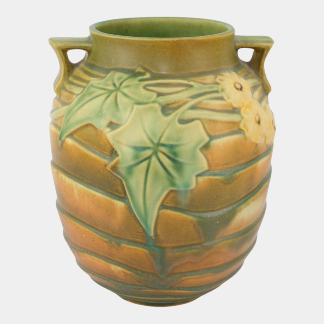 Roseville Luffa Brown1934 Vintage Arts and Crafts Pottery Ceramic Vase 690-9 - Just Art Pottery