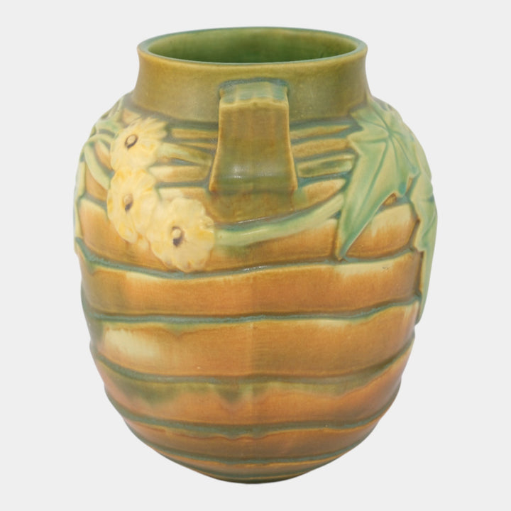 Roseville Luffa Brown1934 Vintage Arts and Crafts Pottery Ceramic Vase 690-9 - Just Art Pottery