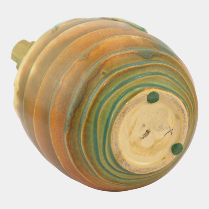 Roseville Luffa Brown1934 Vintage Arts and Crafts Pottery Ceramic Vase 690-9 - Just Art Pottery