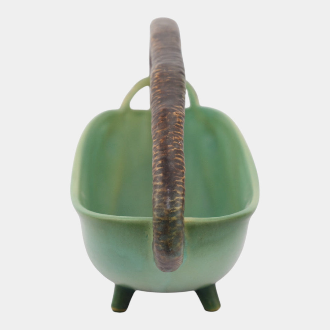 Roseville Pine Cone Green 1930s Vintage Art Pottery Three Footed Ceramic 411-10 - Just Art Pottery