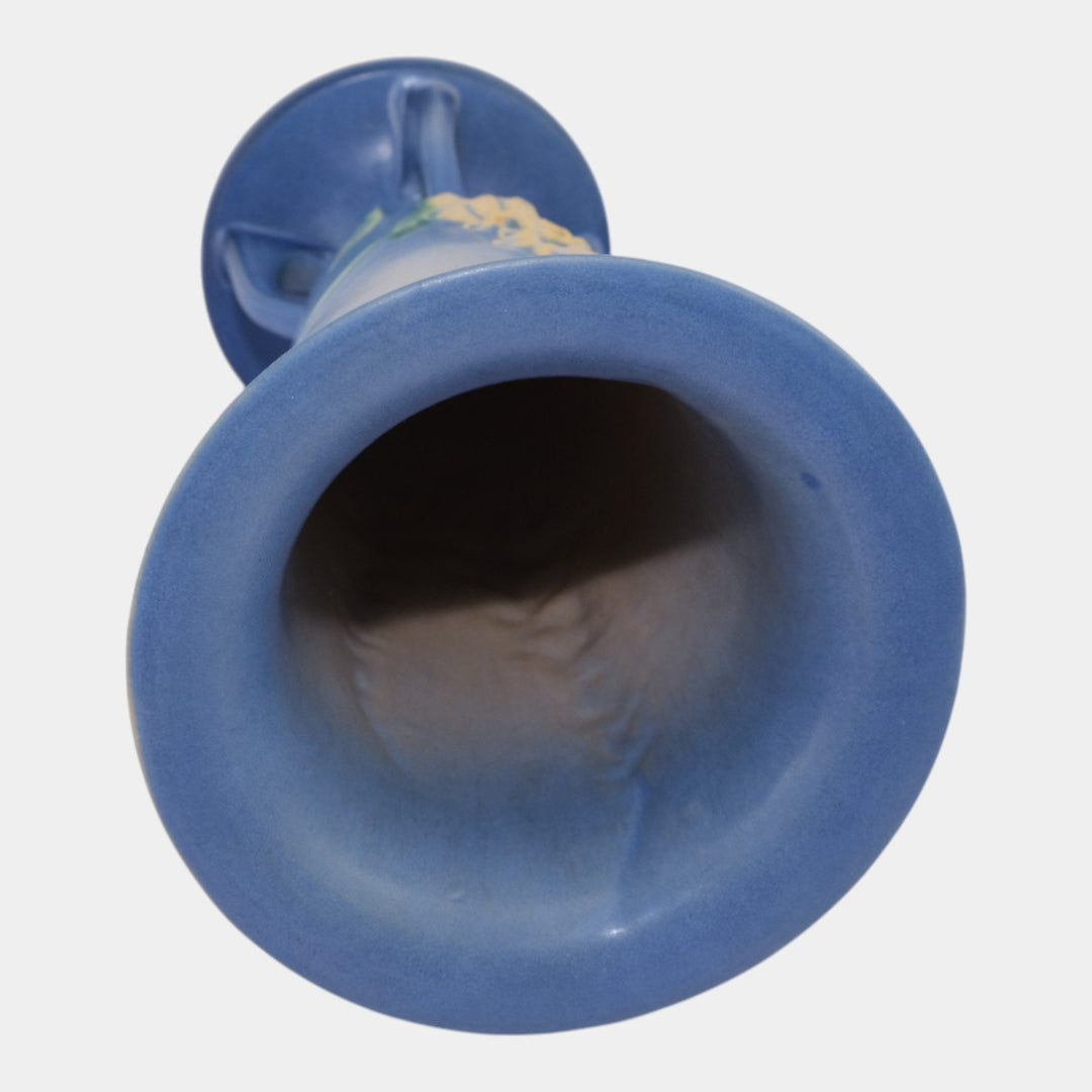 Roseville Foxglove Blue 1942 Vintage Art Deco Pottery Ceramic Flower Vase 53-14