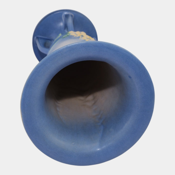 Roseville Foxglove Blue 1942 Vintage Art Deco Pottery Ceramic Flower Vase 53-14