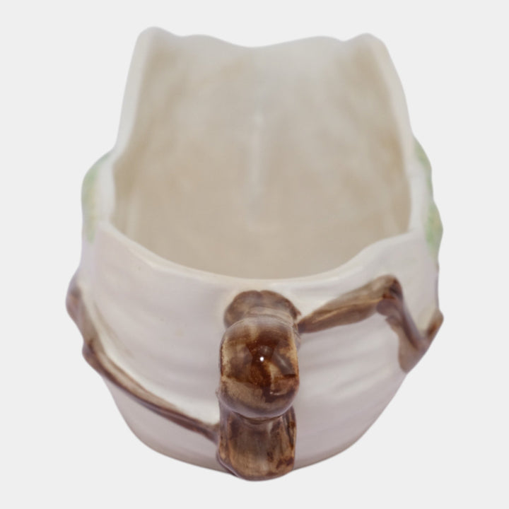 Roseville Ming Tree White 1949 Mid Century Modern Pottery Console Bowl 528-10