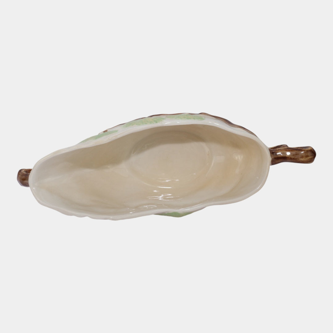 Roseville Ming Tree White 1949 Mid Century Modern Pottery Console Bowl 528-10