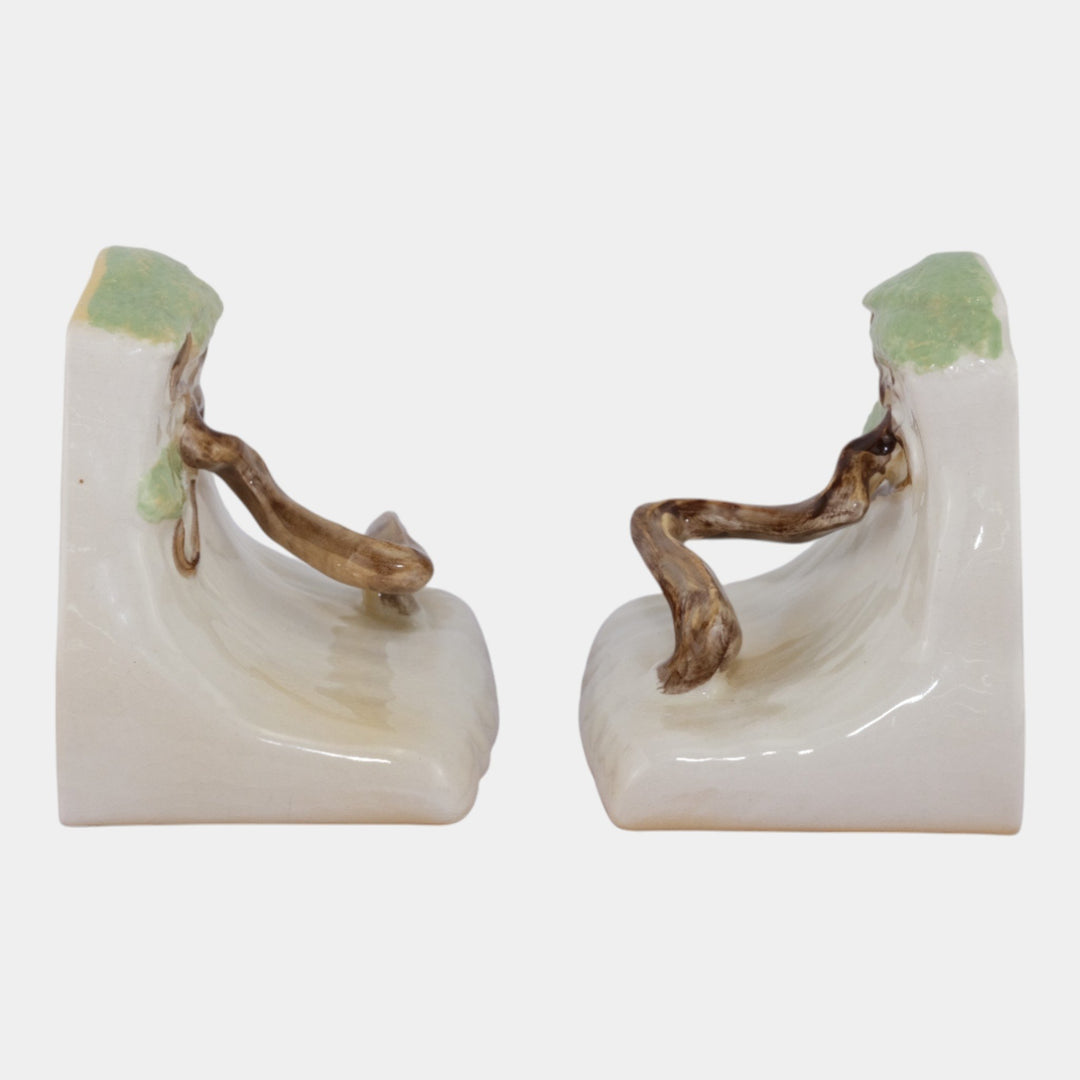 Roseville Ming Tree White 1949 Mid Century Modern Pottery Ceramic Bookends 559