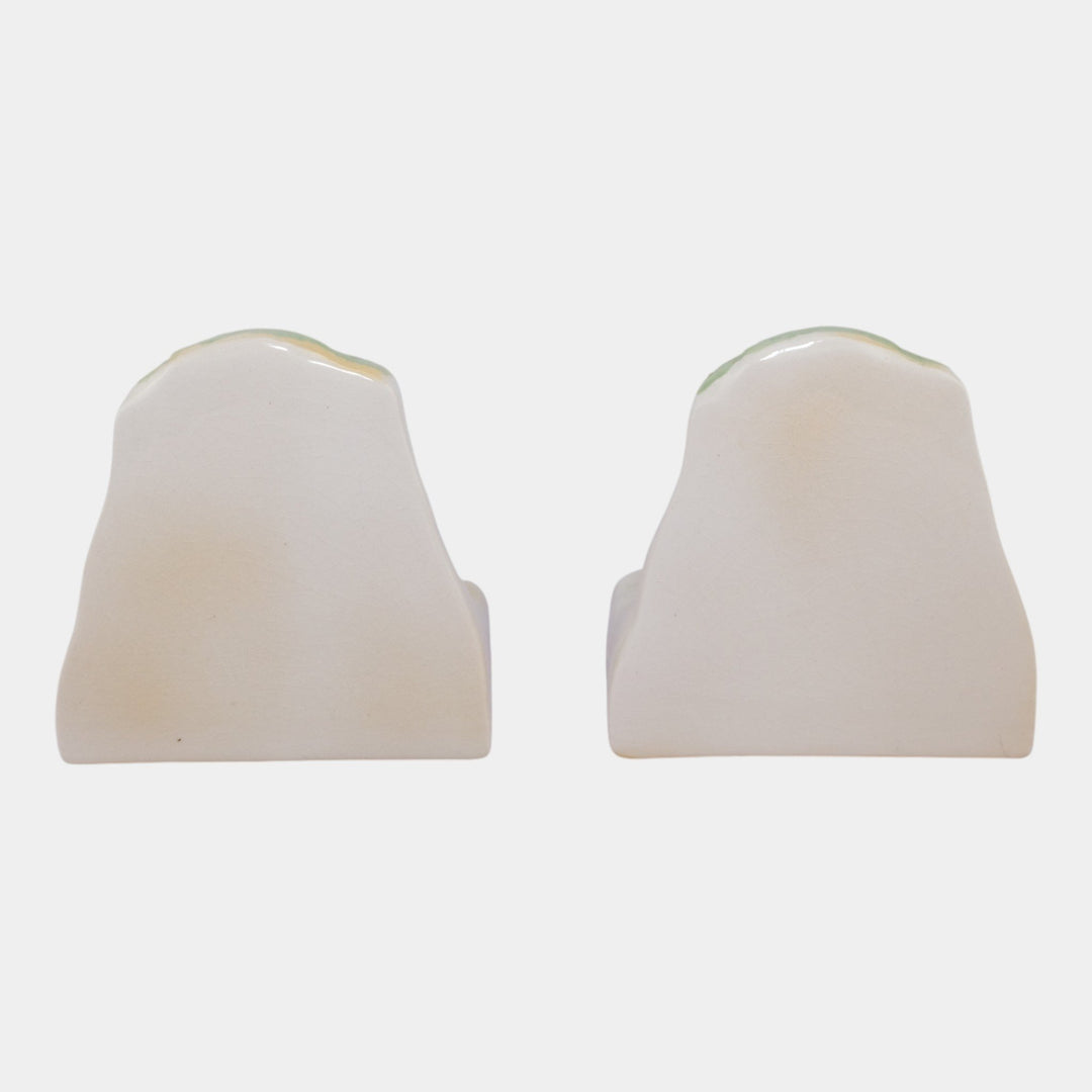 Roseville Ming Tree White 1949 Mid Century Modern Pottery Ceramic Bookends 559