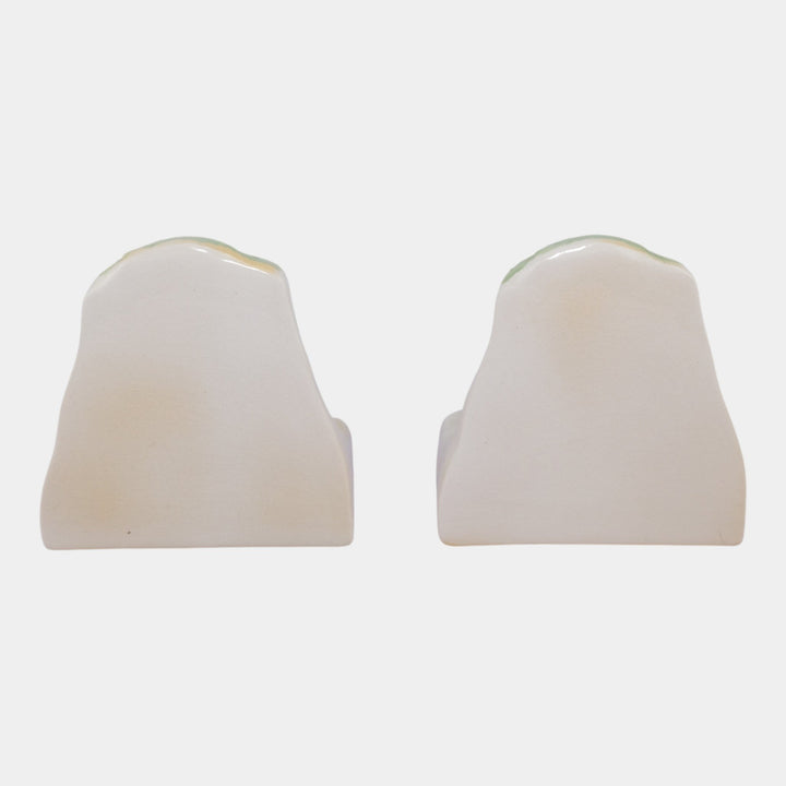 Roseville Ming Tree White 1949 Mid Century Modern Pottery Ceramic Bookends 559