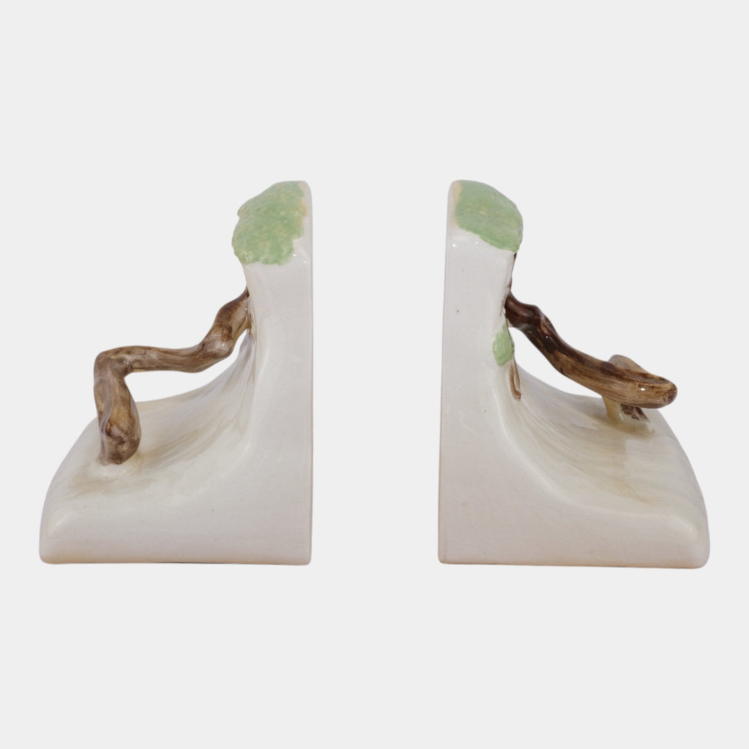 Roseville Ming Tree White 1949 Mid Century Modern Pottery Ceramic Bookends 559