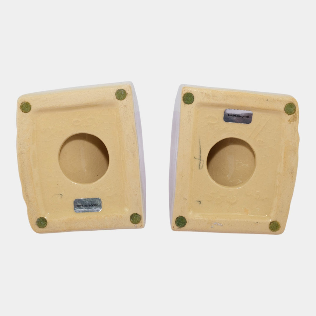 Roseville Ming Tree White 1949 Mid Century Modern Pottery Ceramic Bookends 559