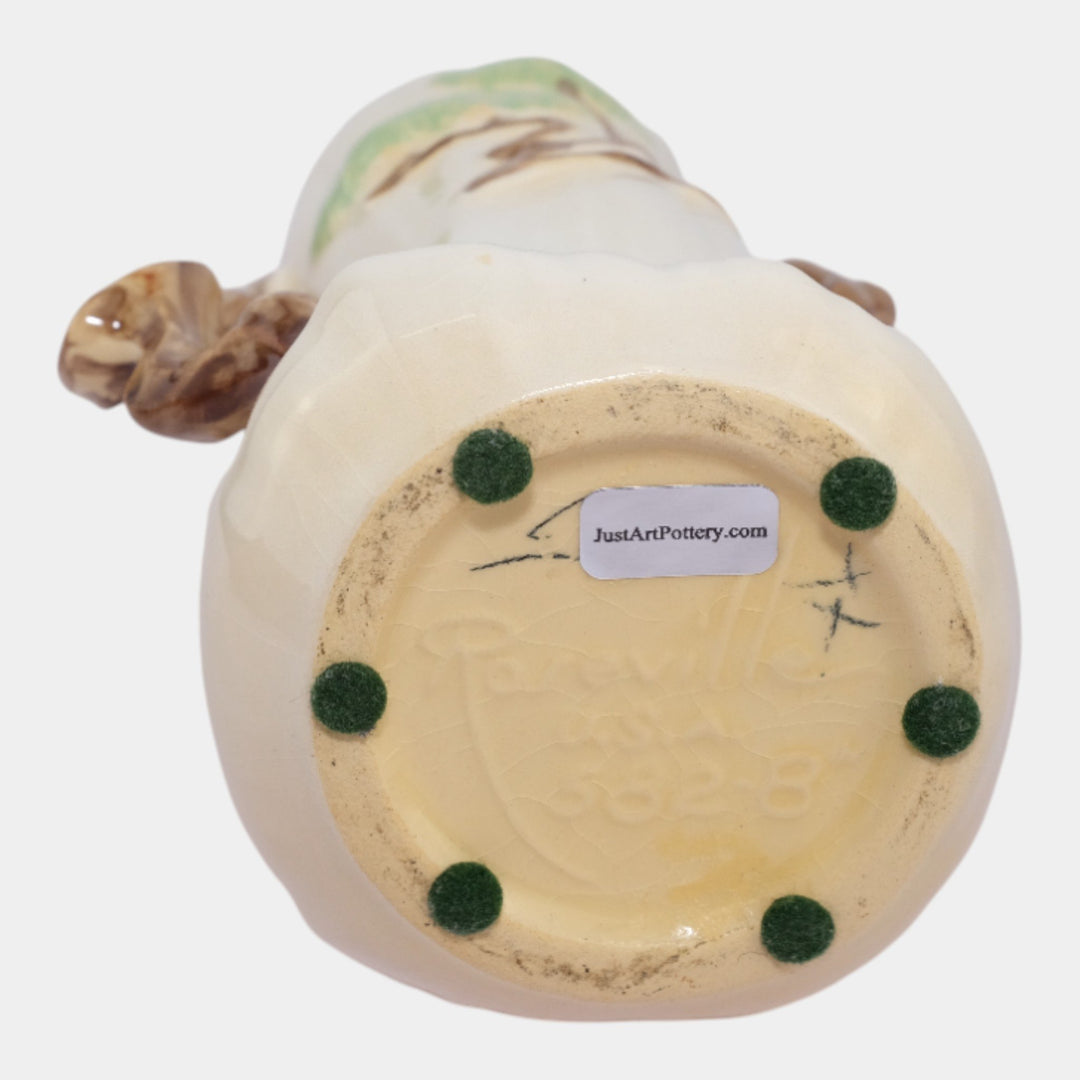 Roseville Ming Tree White 1949 Mid Century Modern Art Pottery Handled Vase 582-8