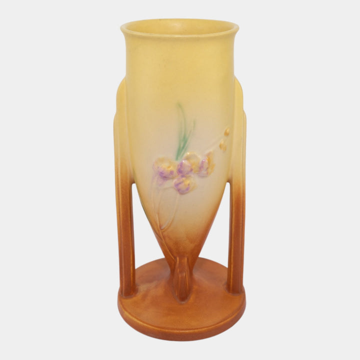 Roseville Pottery Ixia 1937 Yellow Art Deco Buttressed Vase 861-10