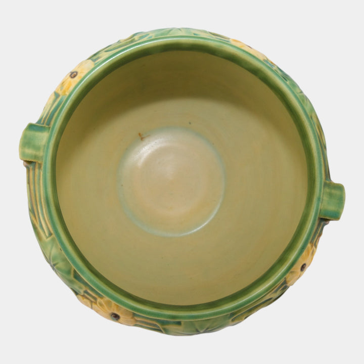 Roseville Luffa Brown 1934 Vintage Art Pottery Jardiniere For Pedestal 631-8 - Just Art Pottery