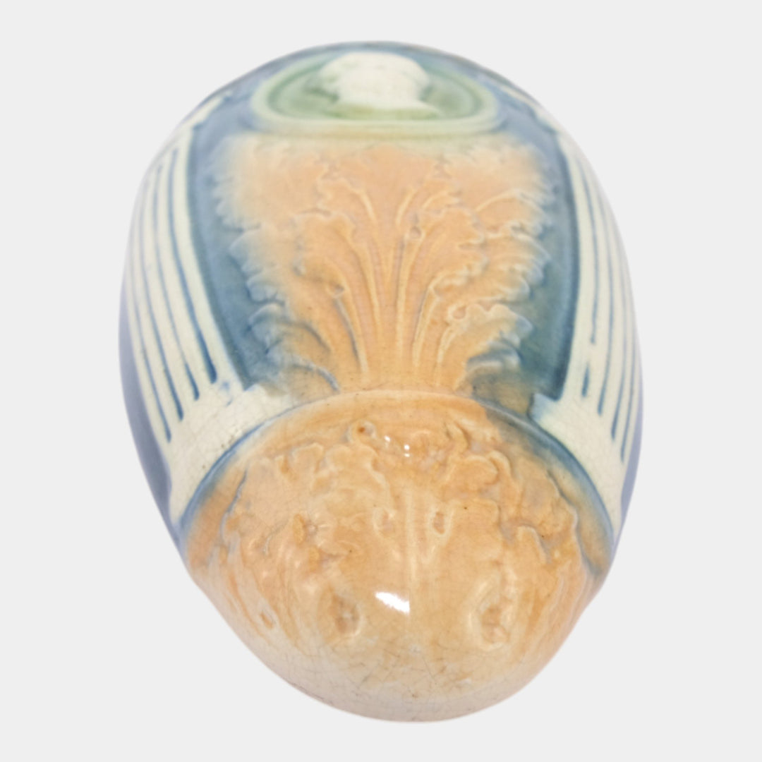 Roseville Cameo II 1908 Vintage Art Pottery Ceramic Cherub Medallion Wall Pocket - Just Art Pottery