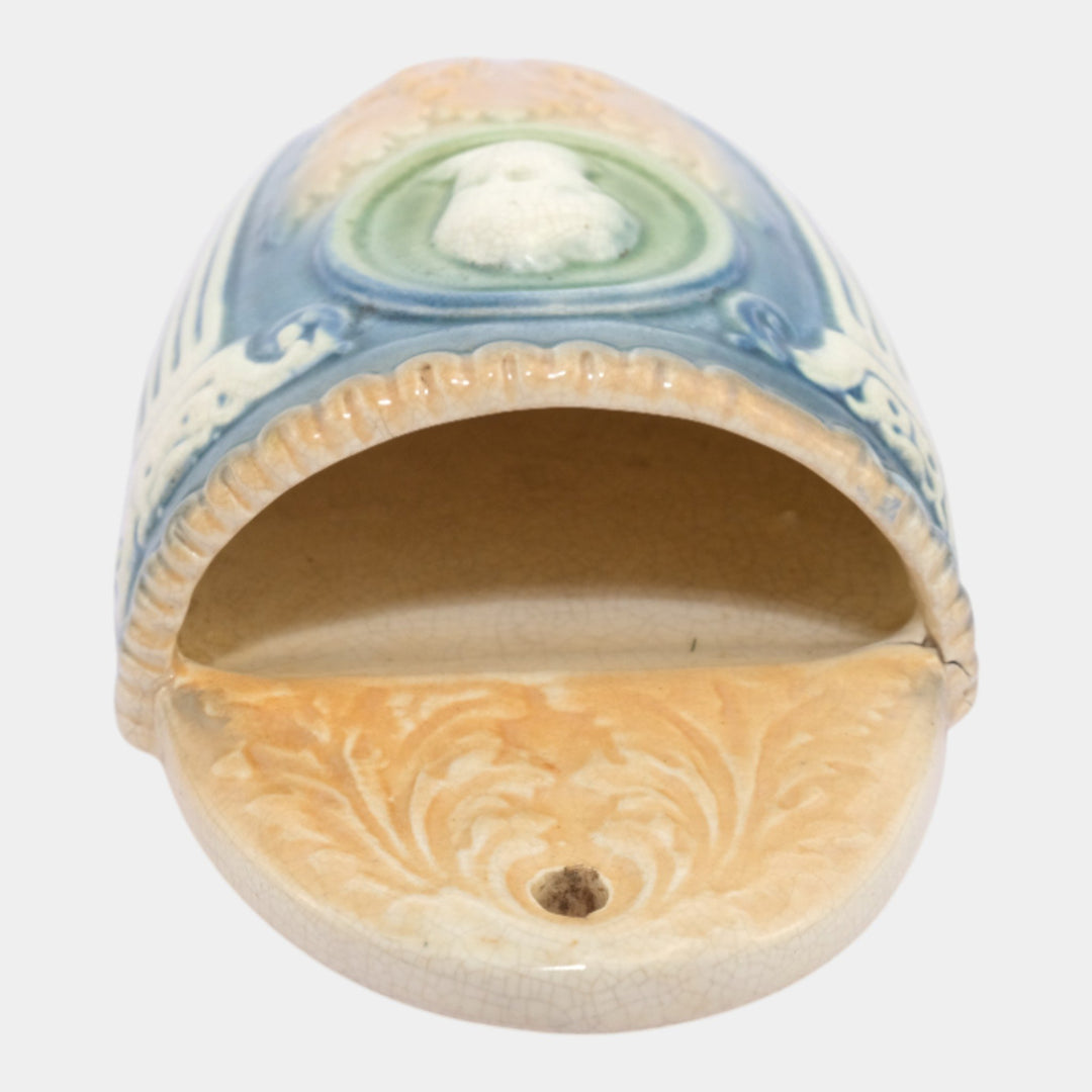 Roseville Cameo II 1908 Vintage Art Pottery Ceramic Cherub Medallion Wall Pocket - Just Art Pottery