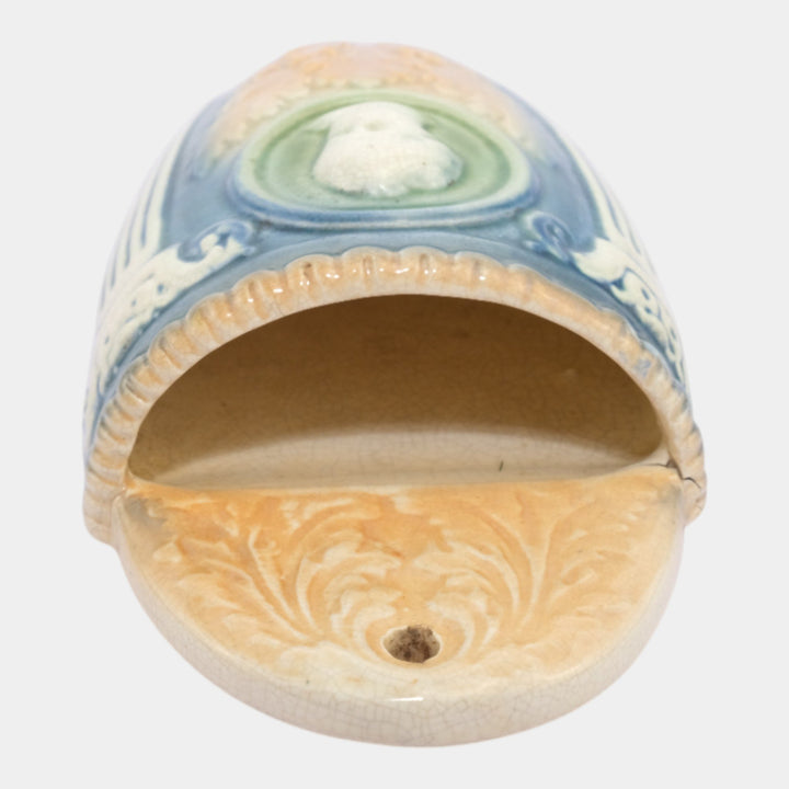 Roseville Cameo II 1908 Vintage Art Pottery Ceramic Cherub Medallion Wall Pocket - Just Art Pottery