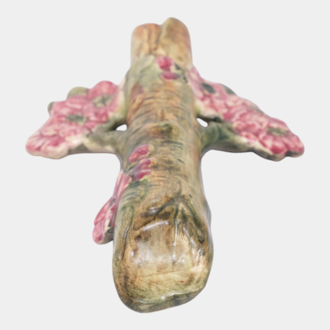 Weller Woodcraft 1920s Vintage Pottery Brown Red Floral Ceramic Wall Pocket - Just Art Pottery