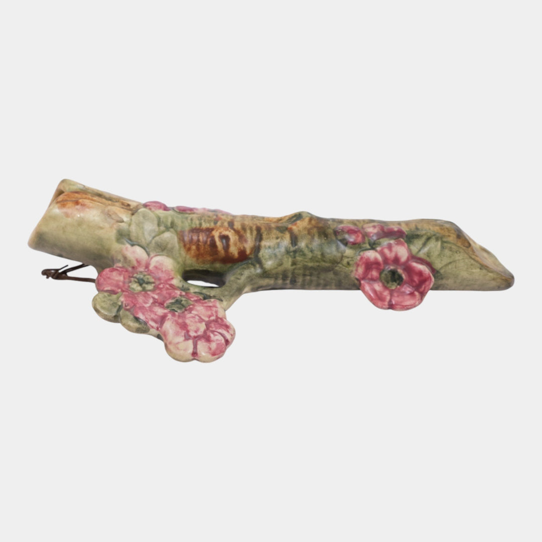 Weller Woodcraft 1920s Vintage Pottery Brown Red Floral Ceramic Wall Pocket - Just Art Pottery