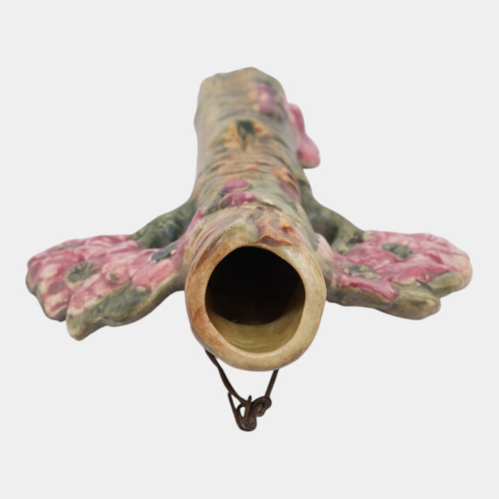 Weller Woodcraft 1920s Vintage Pottery Brown Red Floral Ceramic Wall Pocket - Just Art Pottery