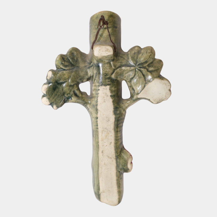 Weller Woodcraft 1920s Vintage Pottery Brown Red Floral Ceramic Wall Pocket - Just Art Pottery