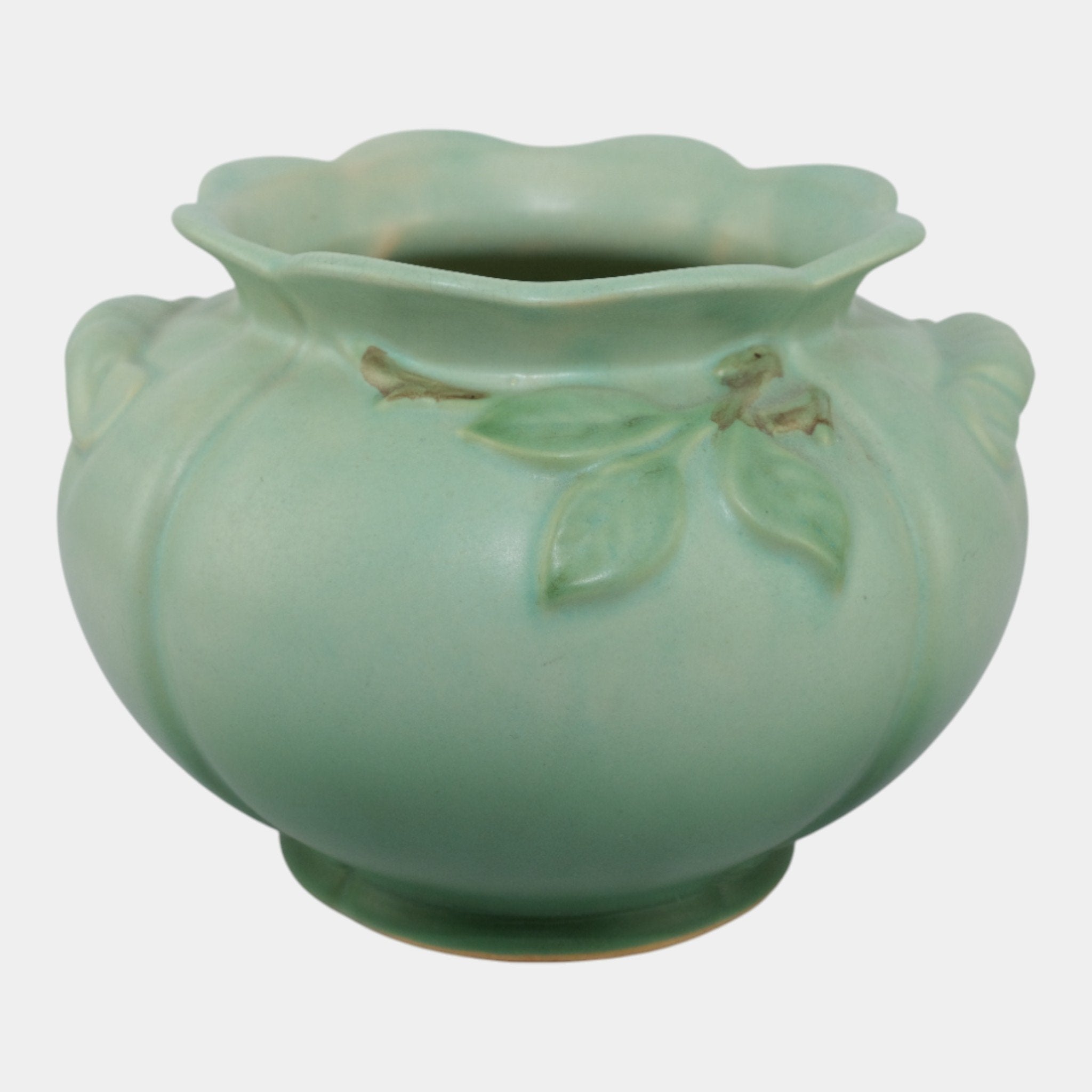 Weller Gloria 1930s Vintage Art Pottery White Flower Green Ceramic