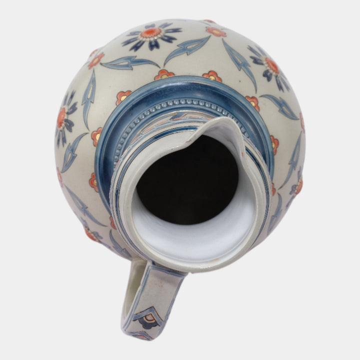 Villeroy & Boch Mettlach German Vintage Art Pottery Gray Geometric Pitcher 1902 - Just Art Pottery