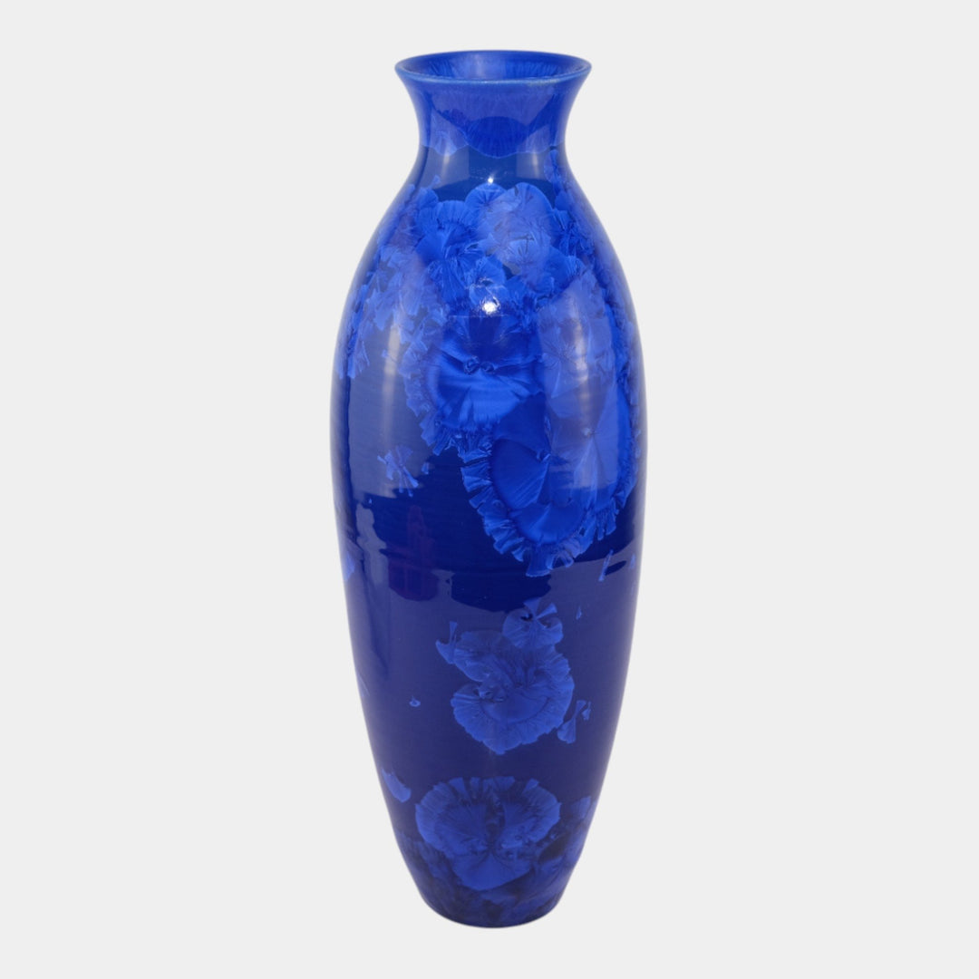 Door Pottery Contemporary Art Pottery Tall Blue Crystalline Floor Vase Kreigh - Just Art Pottery