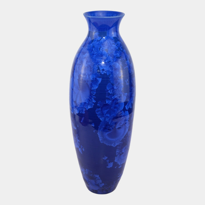 Door Pottery Contemporary Art Pottery Tall Blue Crystalline Floor Vase Kreigh - Just Art Pottery