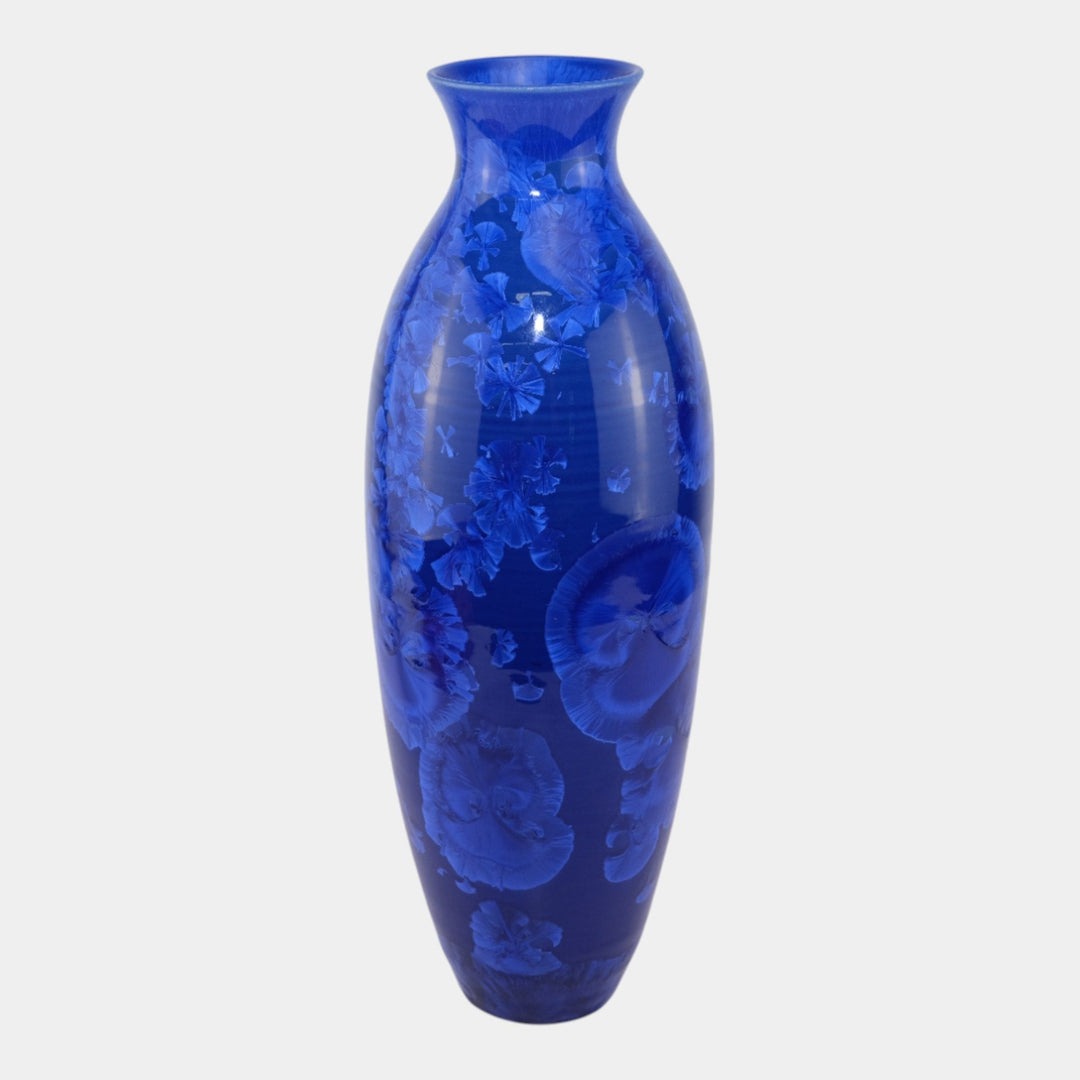 Door Pottery Contemporary Art Pottery Tall Blue Crystalline Floor Vase Kreigh - Just Art Pottery