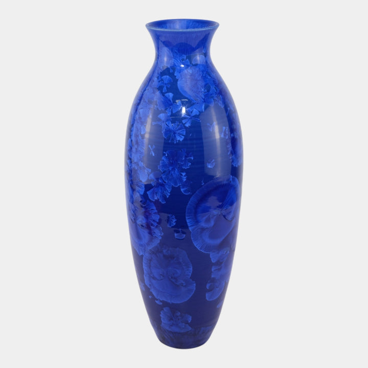 Door Pottery Contemporary Art Pottery Tall Blue Crystalline Floor Vase Kreigh - Just Art Pottery