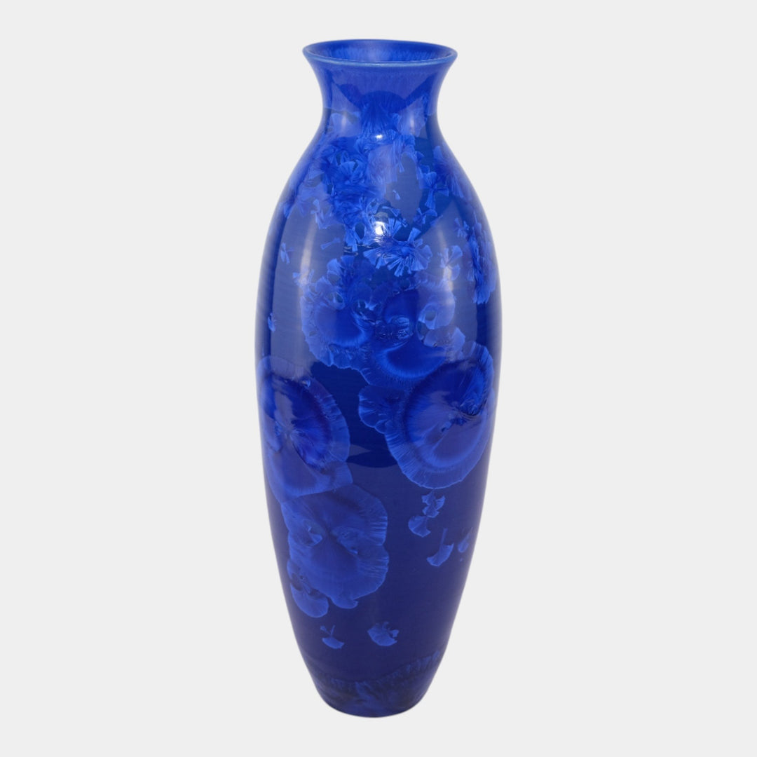 Door Pottery Contemporary Art Pottery Tall Blue Crystalline Floor Vase Kreigh - Just Art Pottery