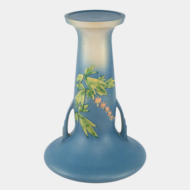 Roseville Bleeding Heart Blue 1940 Vintage Art Pottery Ceramic Pedestal 651-8 - Just Art Pottery