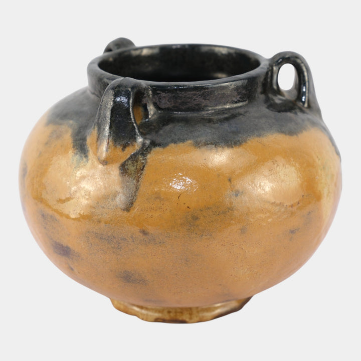 Fulper Arts And Crafts Pottery Butterscotch Black Flambe Glaze Pottery Vase 564