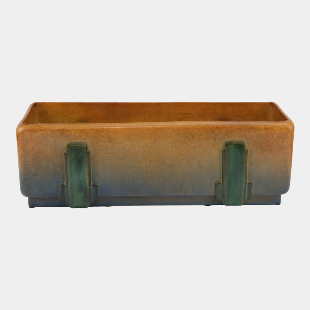 Roseville Futura Artcraft 1928 Art Pottery Tan Blue Window Box Planter 376-15 - Just Art Pottery