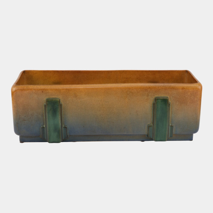 Roseville Futura Artcraft 1928 Art Pottery Tan Blue Window Box Planter 376-15 - Just Art Pottery